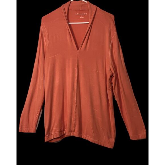 Soft Surroundings Womens Pullover Top Size 1X Salmon Long Sleeve Tunic V-Neck - Picture 4 of 7